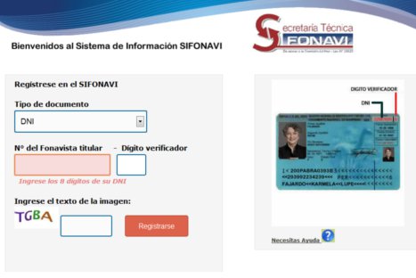 Página web para registro de fonavistas  funciona sin problemas