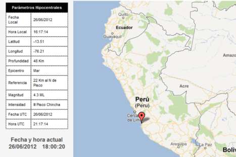 Sismo de 4.5 grados remeció Pisco