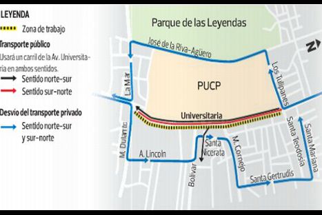 Restringirán tránsito frente a la PUCP por 60 días a partir de mañana