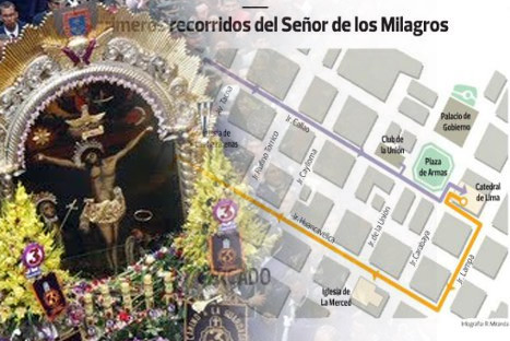 Estos serán los dos primeros recorridos del Señor de los Milagros