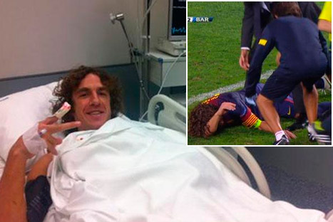 VIDEO: Puyol agradece por twitter atenciones luego de dislocarse el codo en partido