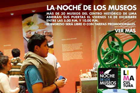 'Noche de Museos' ingreso gratis este Viernes 14 de diciembre