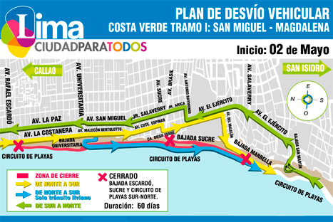 Municipalidad de Lima: Estos son los desvíos por obras en Costa Verde