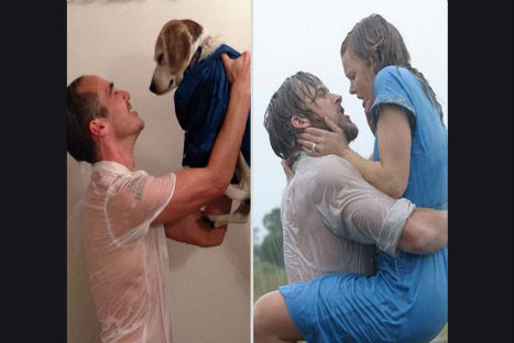 FOTOS: Hombre se toma fotos de escenas de película con su perro FOTOS: Hombre se toma fotos de escenas de película con su perro