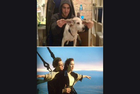 FOTOS: Hombre se toma fotos de escenas de película con su perro FOTOS: Hombre se toma fotos de escenas de película con su perro