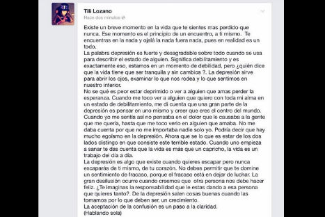La modelo Tilsa Lozano parece estar pasando por momento de reflexión