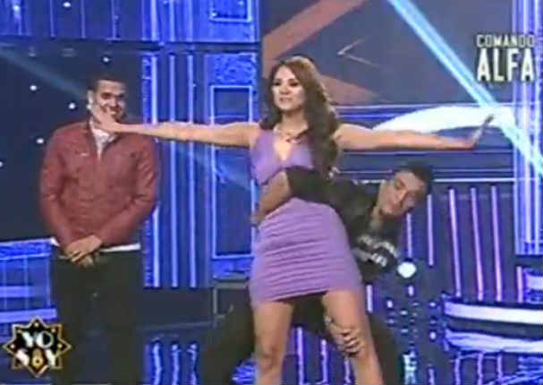 Yo Soy: Karen Schwarz se atrevió a realizar una acrobacia (FOTOS)
