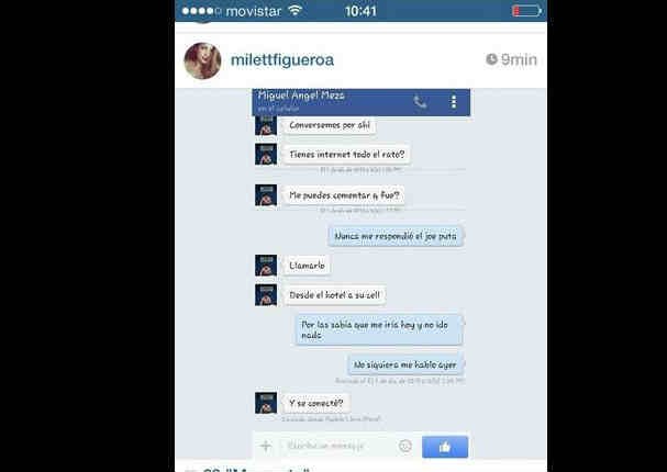 Se filtraron supuestas conversaciones entre Milett Figueroa y Christian Meier (FOTOS)