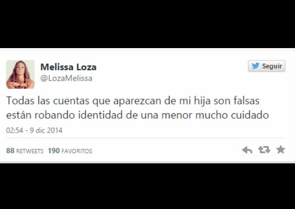 Melissa Loza denuncia cuenta de Twitter falsa de su hija (FOTOS)