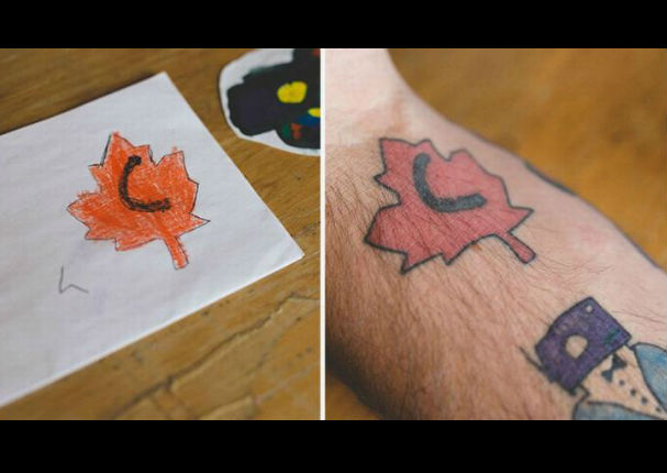 Padre se tatúa garabatos de su hijo - FOTOS