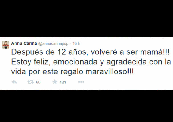 Anna Carina Copello se convertirá en madre por segunda vez