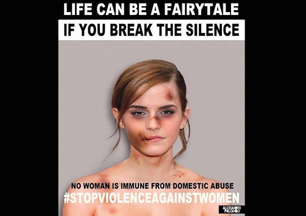 Día de la Eliminación de la Violencia contra la Mujer: Angelina Jolie y Emma Watson aparecen brutalmente golpeadas (FOTOS)