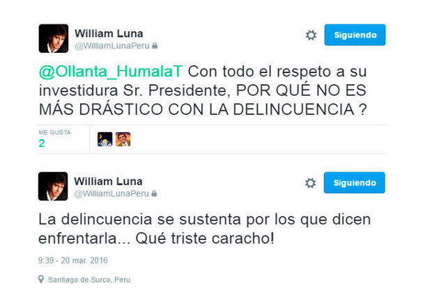 Twitter: Cantante peruano manda contundente mensaje a Ollanta Humala