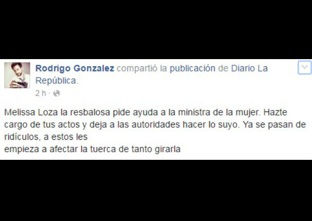 Melissa Loza pide apoyo a Ministra de la Mujer y Peluchín la llama ridícula