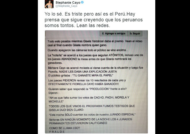 Stephanie Cayo arremete contra 'El Gran Show' tras triunfo de Milett Figueroa