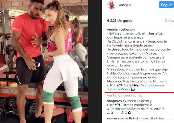 Ella le dedica tremendo mensaje a Jefferson Farfán y él responde así - FOTO