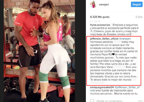 Ella le dedica tremendo mensaje a Jefferson Farfán y él responde así - FOTO