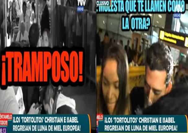 Christian Domínguez regresó de 'Luna de Miel' con bailarina  y le gritan lo peor - VIDEO