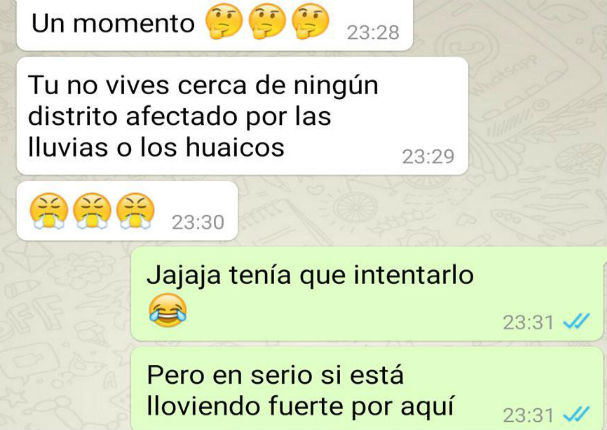 WhatsApp: Dijo que no iría a trabajar por el huaico y así le respondió su jefe - FOTOS