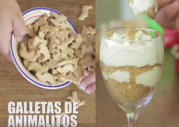 Postre fácil con galleta de animalitos - VIDEO