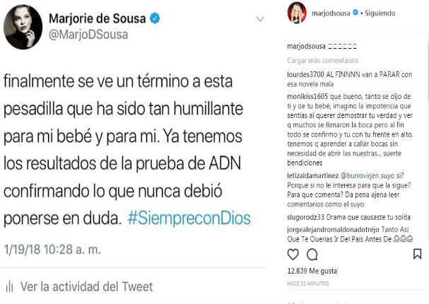 Marjorie De Sousa: Se revelan los resultados de la prueba de ADN de su hijo