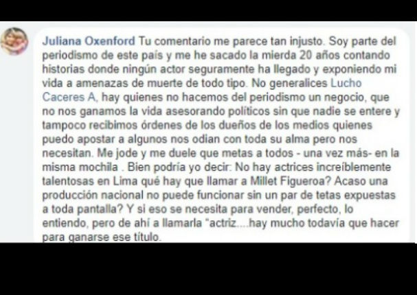 Alessandra Denegri defiende a Milett Figueroa y manda mensaje a Juliana Oxenford