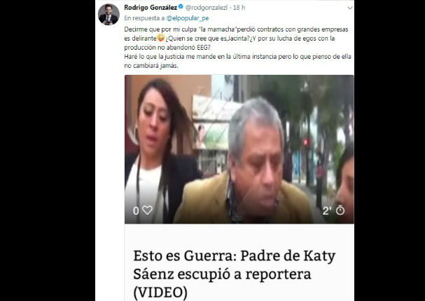 Rodrigo González a Cathy Saenz: 'Lo que pienso de ella no cambiará jamás' (FOTO)