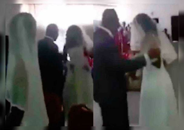 Mujer llega a la boda de su amante vestida de novia (VIDEO)