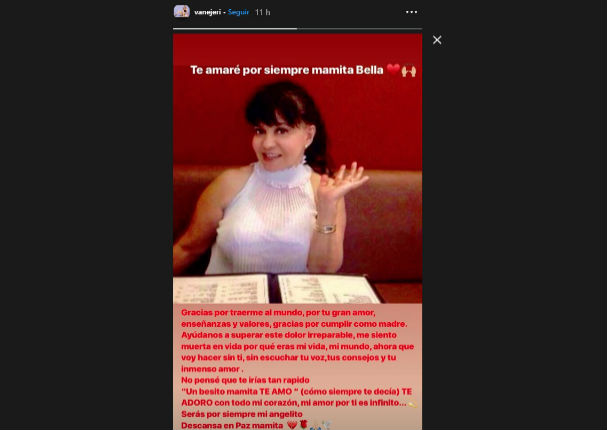 Vanessa Jerí le escribe el último mensaje a su madre