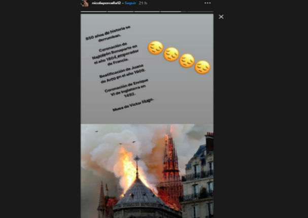 Nicola Porcella 'llora' por incendio en la catedral de Notre Dame