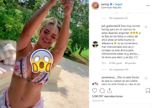 Usuarios tildan de 'gorda' a Karol G tras lucirse en sexy bikini