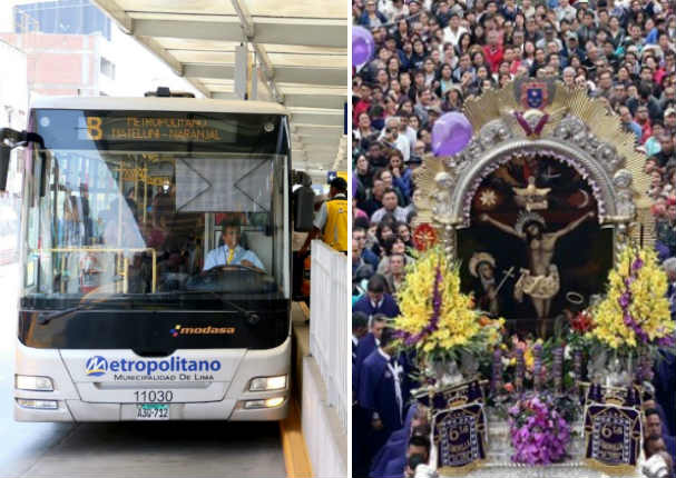Metropolitano tendrá horario especial por procesión del Señor de los Milagros