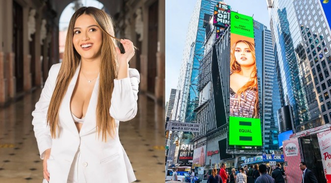 Amy Gutiérrez aparece en el Times Square de New York | VIDEO