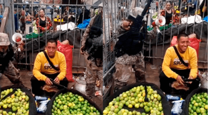 CAPTAN a VENDEDOR de LIMONES 'CUSTODIADO' por VIGILANTES: “Lo que tiene en las mallas es oro puro” | VIDEO